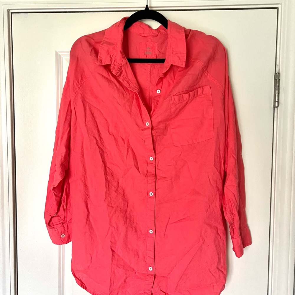 Aerie Pink Button-Up Blouse